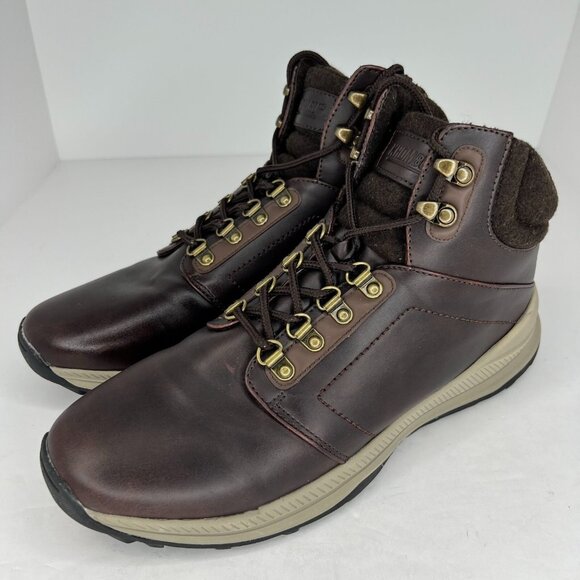 Khombu Mens 1323899 Nick Brown Leather Lace Up Ankle Size 9 M Hiking Boots - Picture 1 of 9